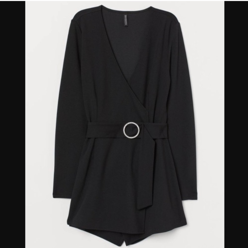 H&M x Divided belted long sleep wrap over romper skort